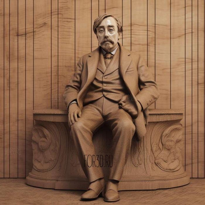 HG Wells Statue by Wesley W Harland 3 stl model for CNC