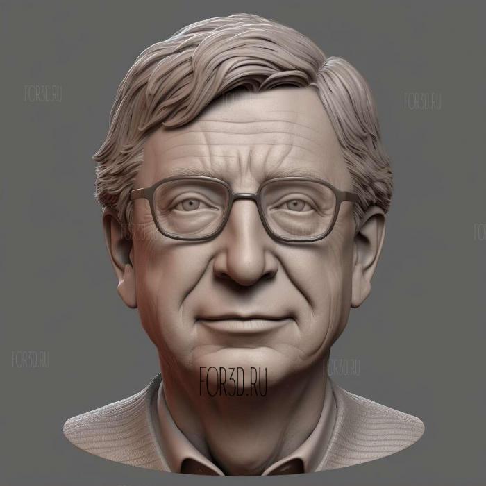 William Henry Bill Gates III 3 stl model for CNC