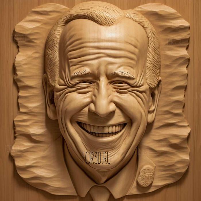 Joe Biden stylized 3D caricature 2 stl model for CNC