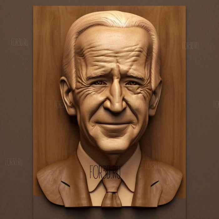 Joe Biden stylized 3D caricature 4 stl model for CNC