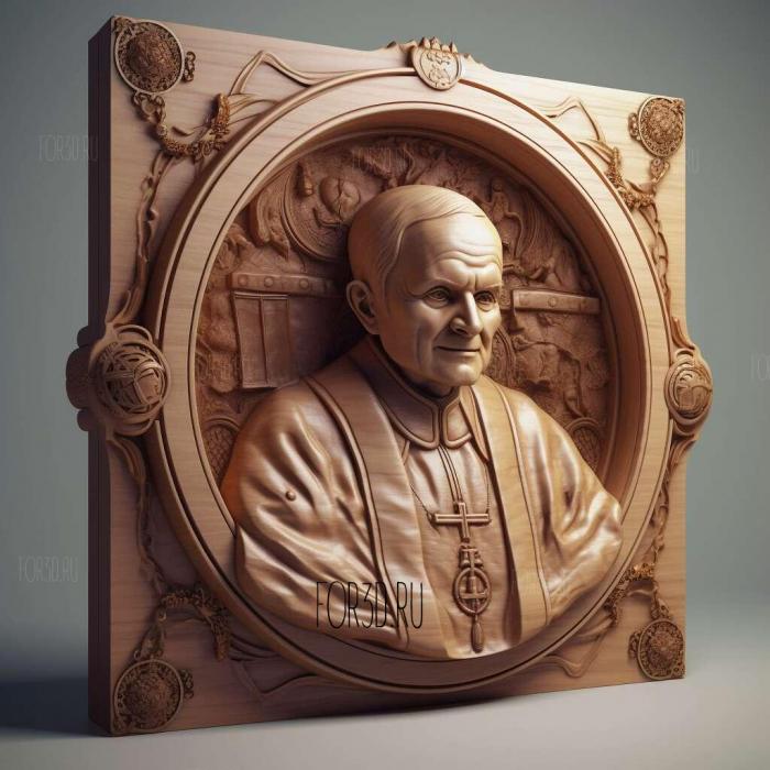 Pope John Paul II 2 stl model for CNC