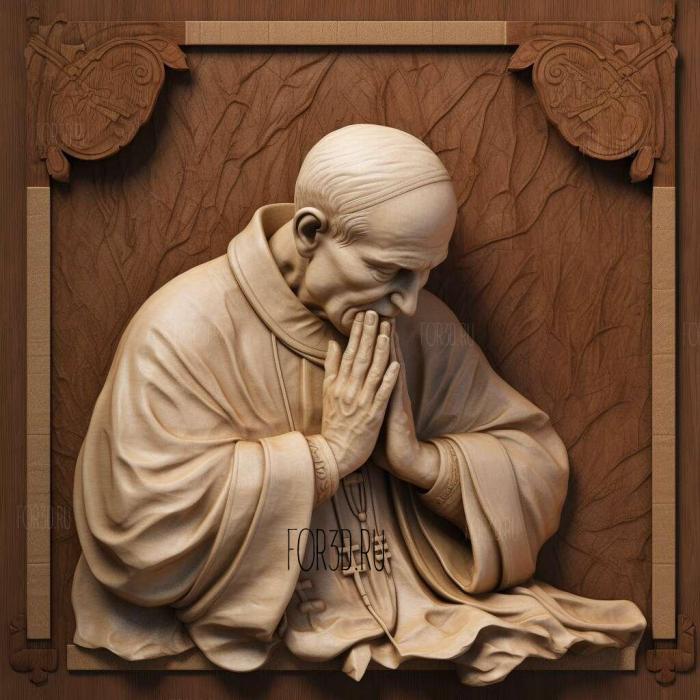 Pope John Paul II 3 stl model for CNC