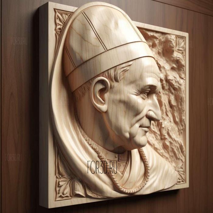 Pope John Paul II 4 stl model for CNC