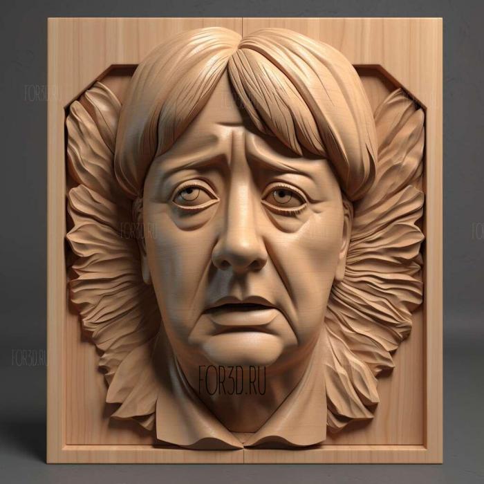 Angela Merkel caricature 3 stl model for CNC