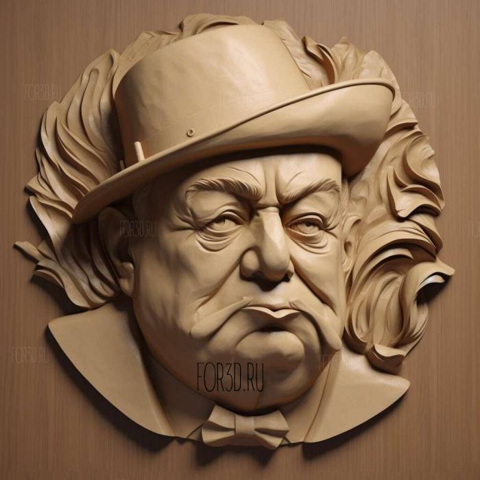 Winston Churchill caricature 1 stl model for CNC