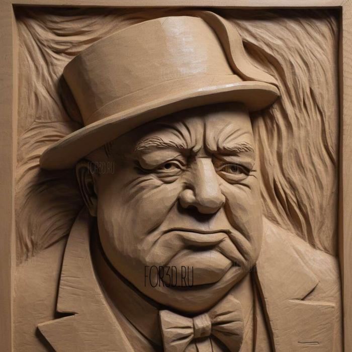 Winston Churchill caricature 2 stl model for CNC