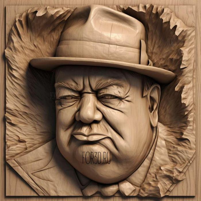 Winston Churchill caricature 3 stl model for CNC