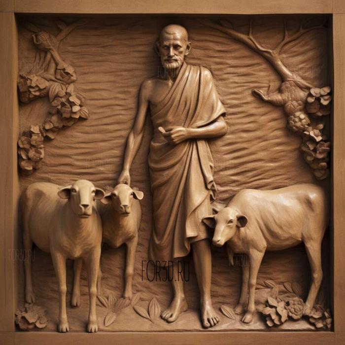 Gandhi with goat Delhi Museum of Gandhi 3 stl model for CNC