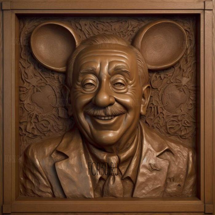 Walter Elias Disney 4 stl model for CNC