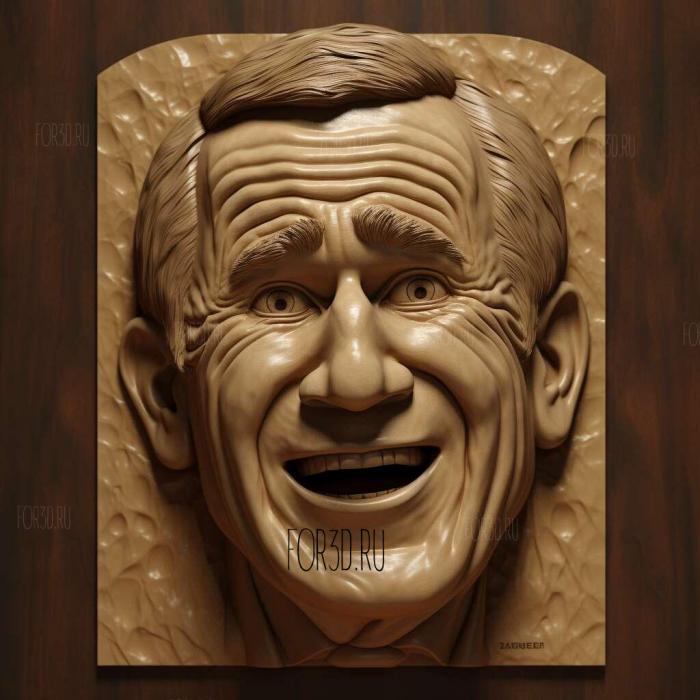 George W Bush caricature Animated 2 stl model for CNC