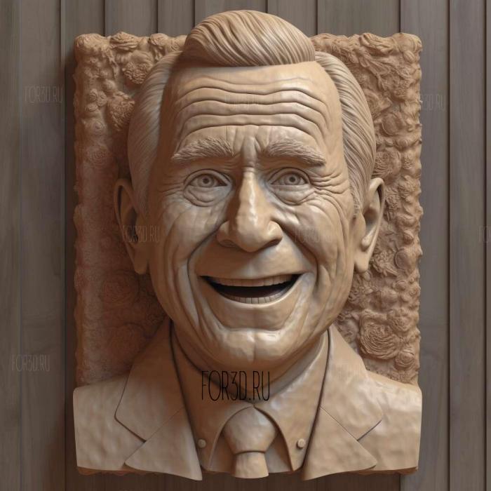 George W Bush caricature Animated 3 stl model for CNC