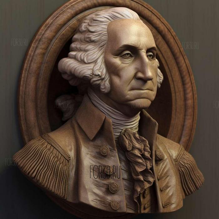 George Washington bust for 3D 3 stl model for CNC