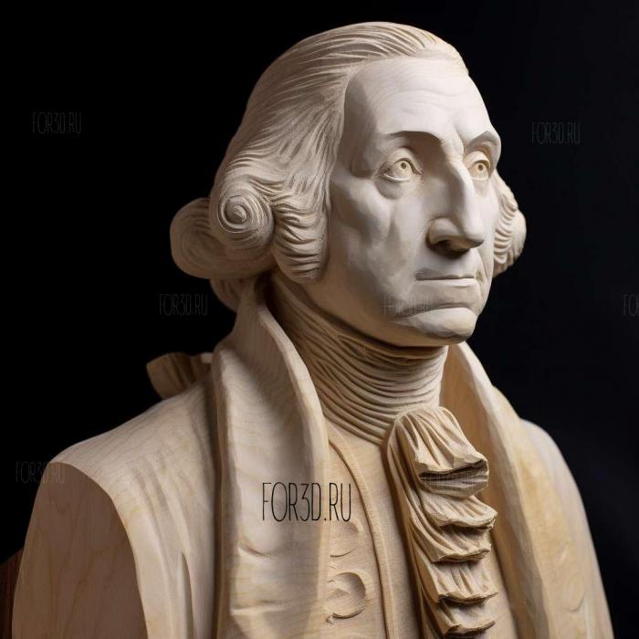 George Washington bust for 3D 4 stl model for CNC