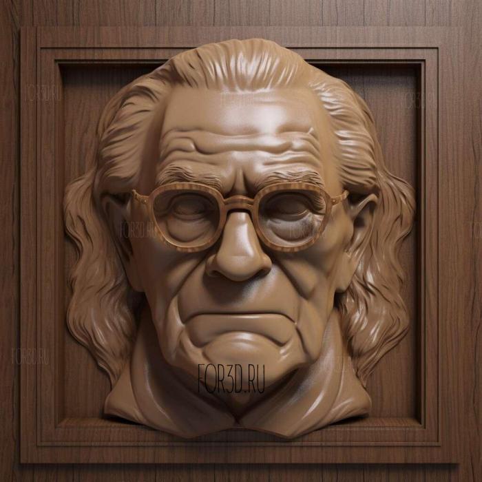 Bust of Isaac Asimov 3 stl model for CNC