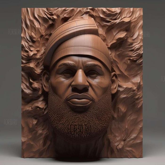 Lebron James with beard 3 stl model for CNC