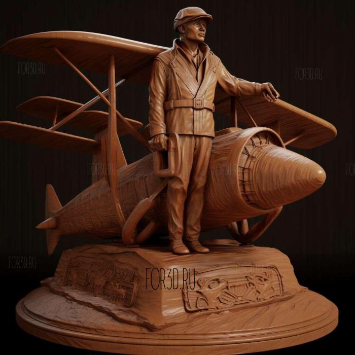 Igor Sikorsky aircraft designer Statue 1 stl model for CNC
