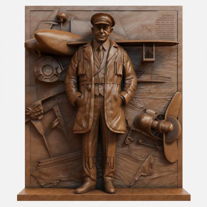 Igor Sikorsky aircraft designer Statue 4 stl model for CNC