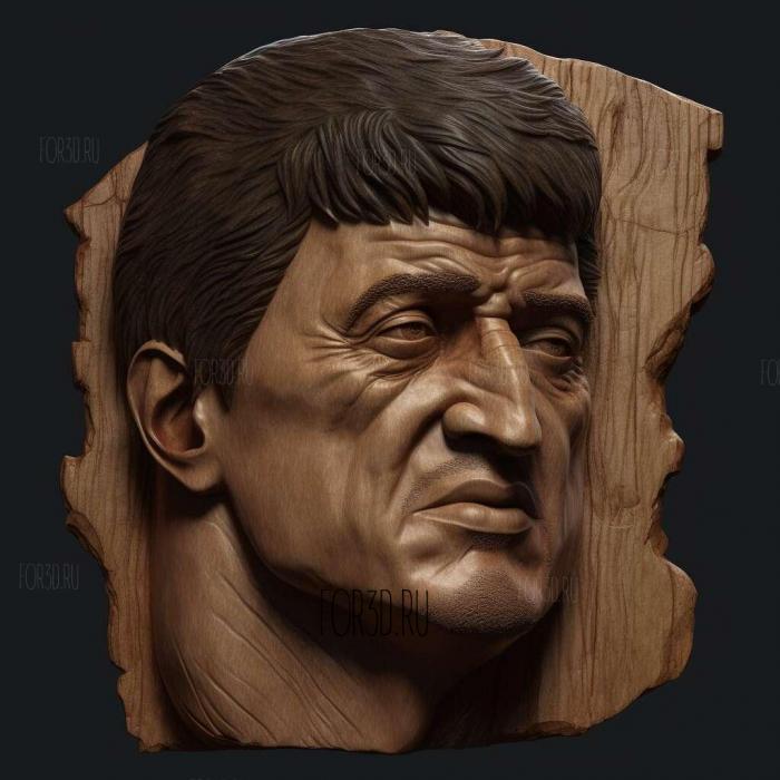 Sylvester Stallone head 3 stl model for CNC