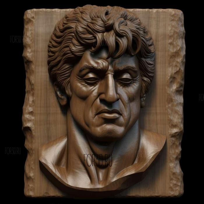 Sylvester Stallone head 4 stl model for CNC