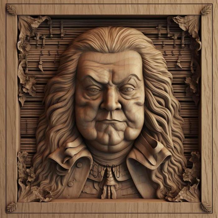 Johann Sebastian Bach 4 stl model for CNC