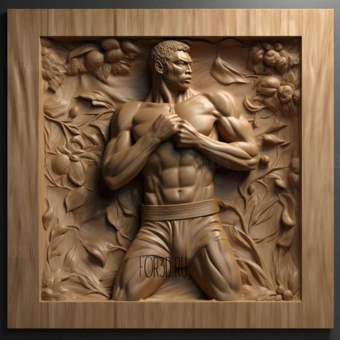 Muhammad Ali in the ring 4 stl model for CNC