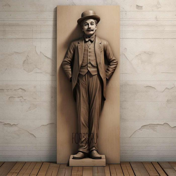 Charlie Chaplin Standing 3 stl model for CNC