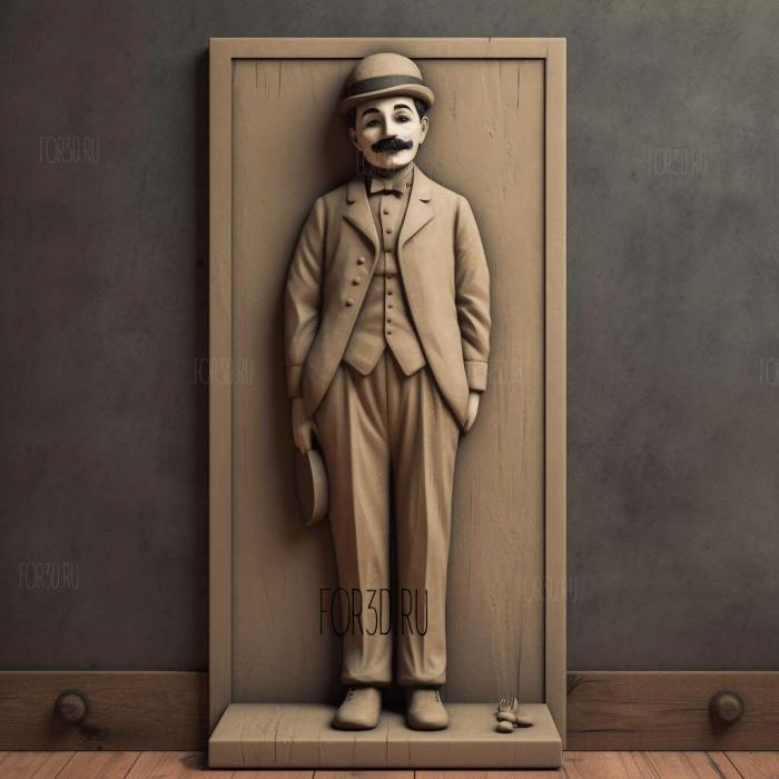 Charlie Chaplin Standing 4 stl model for CNC