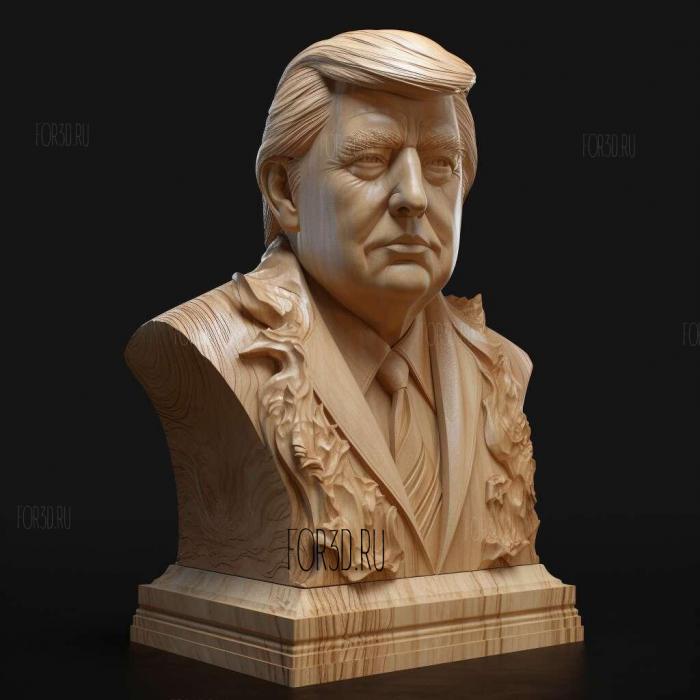 Donald Trump not rigged low poly 3D model 2 stl model for CNC
