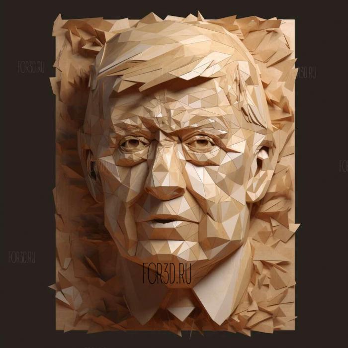 Donald Trump not rigged low poly 3D model 3 stl model for CNC