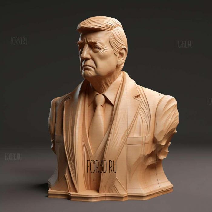 Donald Trump not rigged low poly 3D model 4 stl model for CNC