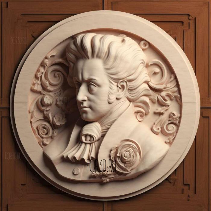 Wolfgang Amadeus Mozart 3 stl model for CNC