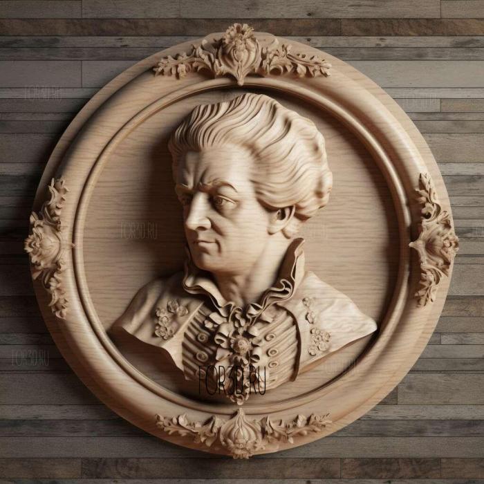 Wolfgang Amadeus Mozart 4 stl model for CNC