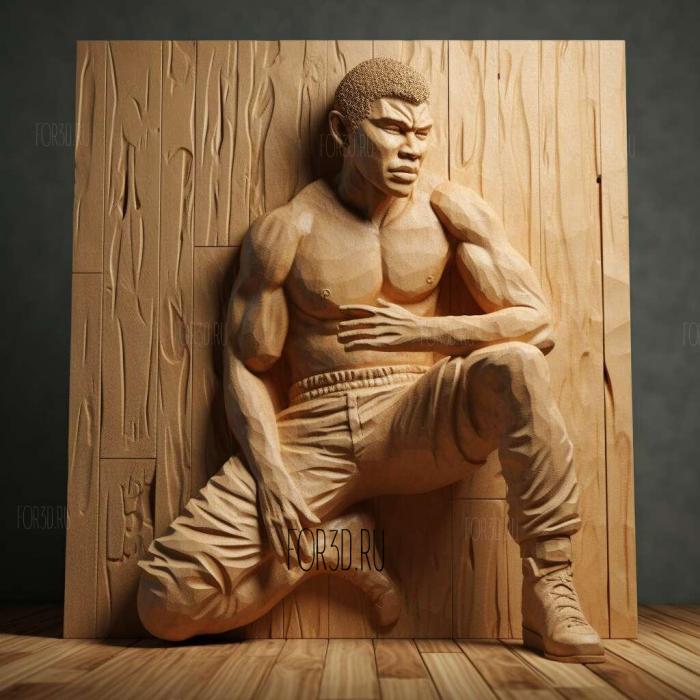 Muhammad Ali posing sterdown 1 stl model for CNC