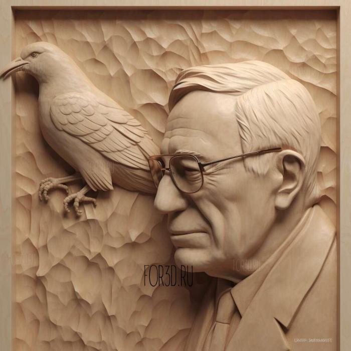 Bernie with bird animation 3 stl model for CNC