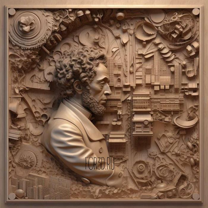 St Petersburg monument to Pushkin 3 stl model for CNC