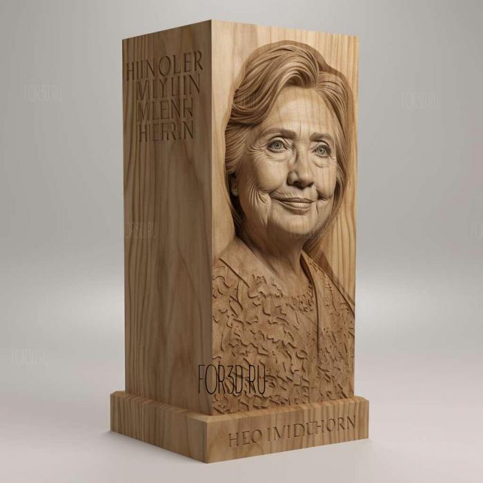 Hillary Clinton long plinth 1 stl model for CNC