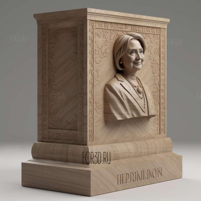 Hillary Clinton long plinth 2 stl model for CNC