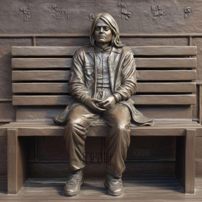 kurt cobain on the bench 1 stl model for CNC