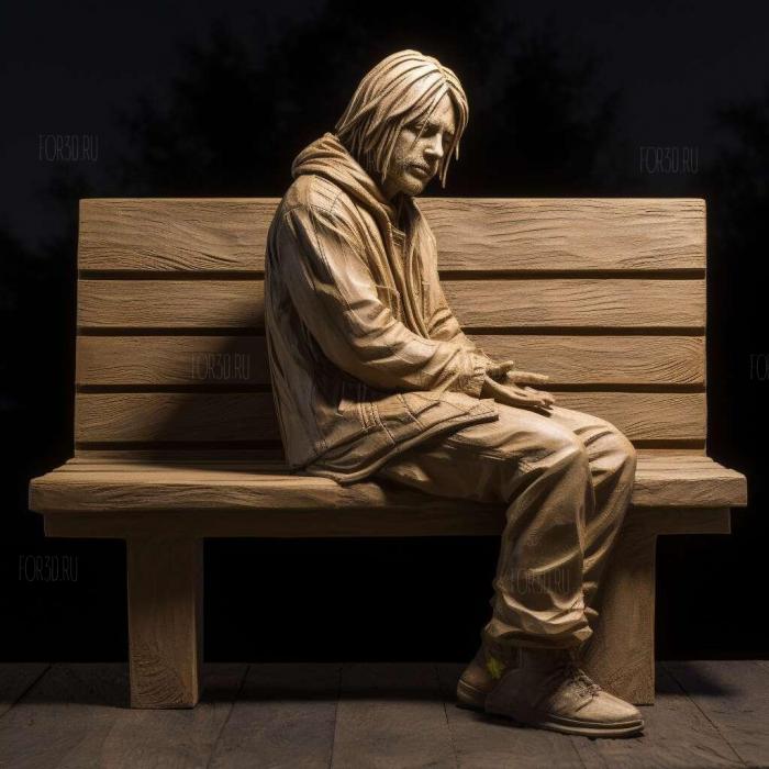 kurt cobain on the bench 3 stl model for CNC