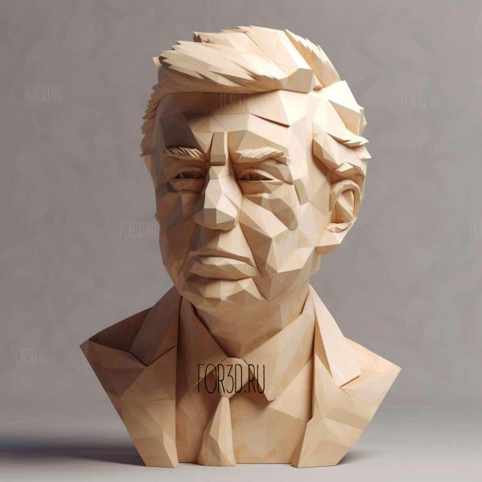 Donald Trump not rigged low poly 3D model 1 stl model for CNC