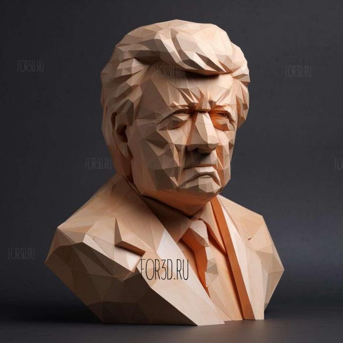 Donald Trump not rigged low poly 3D model 2 stl model for CNC