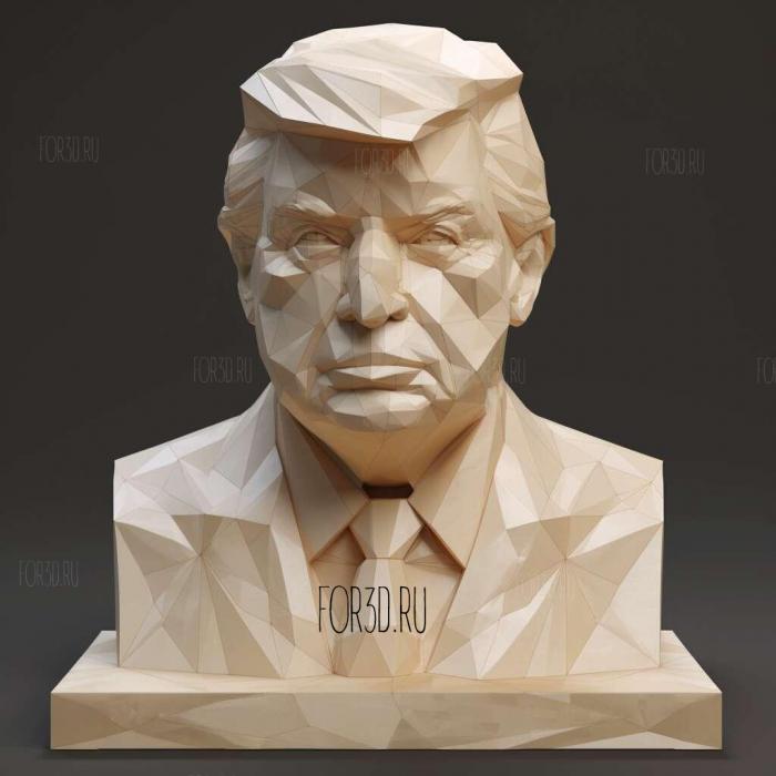 Donald Trump not rigged low poly 3D model 4 stl model for CNC