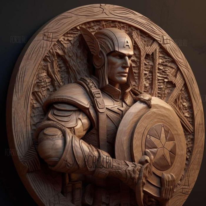 Captain America with shield 1 stl model for CNC