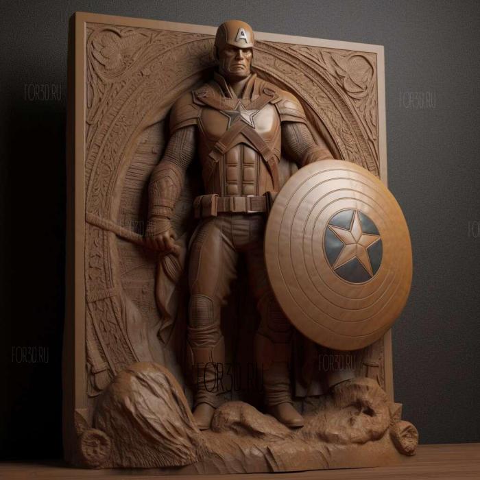 Captain America with shield 2 stl model for CNC