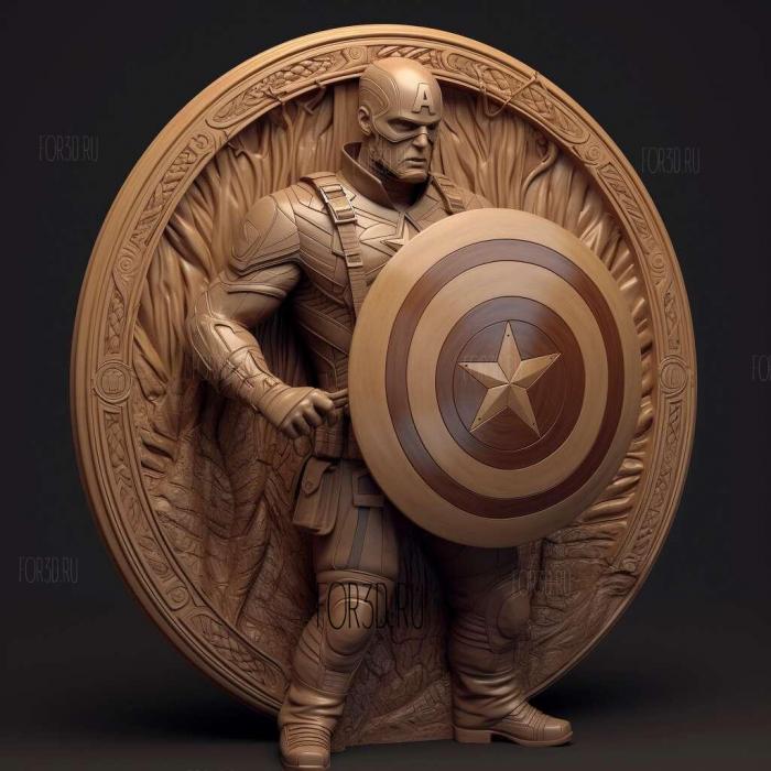 Captain America with shield 3 stl model for CNC