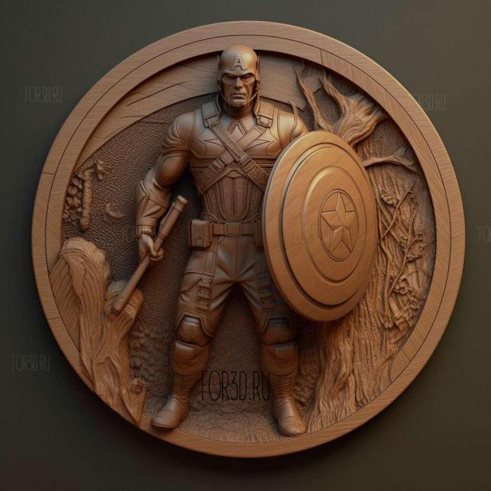 Captain America with shield 4 3d stl модель для ЧПУ