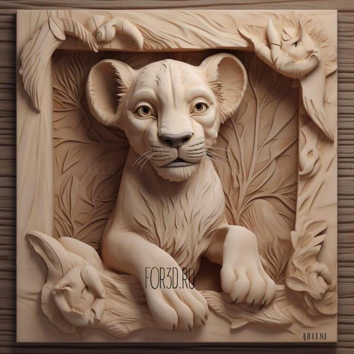 Baby Simba from The lion king 2 stl model for CNC