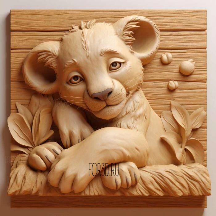 Baby Simba from The lion king 4 stl model for CNC