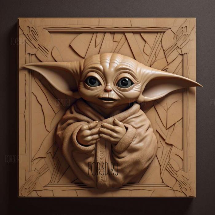 Baby Yoda from Mandalorian 4 stl model for CNC