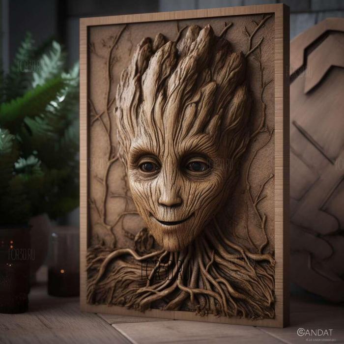 I Am Groot series 2 stl model for CNC